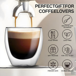 Vaso de Vidrio Borosilicato de Doble Pared Aislado, 250 ml, 8 oz, Resistente al Calor, Transparente, de Grado Alimenticio, Ecológico, Libre de BPA, para Café, Latte, Té - Product Image 3