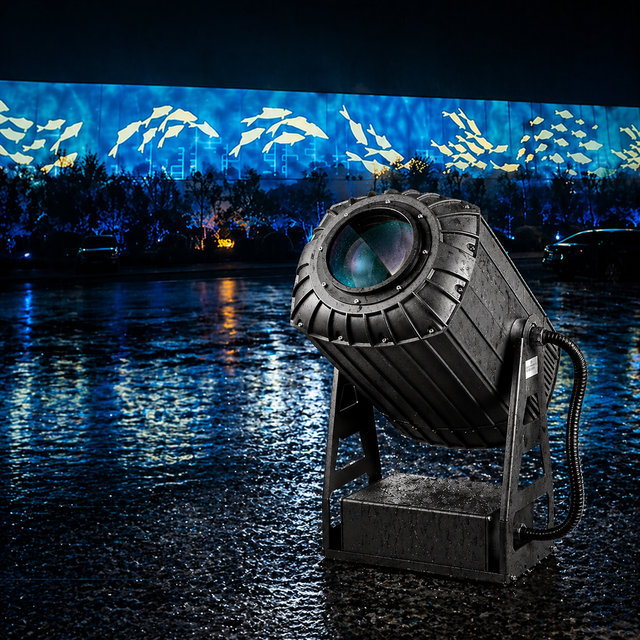 600W IP65 Waterproof Outdoor LED Gobo Projector 6+ Open White 5-50 Zoom Logo Projection Light 20-100m for Advertising & Events
