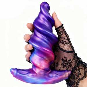 Masturbateur féminin en silicone liquide, <span class=keywords><strong>plug</strong></span> <span class=keywords><strong>anal</strong></span> en spirale à dégradé de couleurs, dildo pour massage de la prostate, jouet pour adultes - Product Image 1
