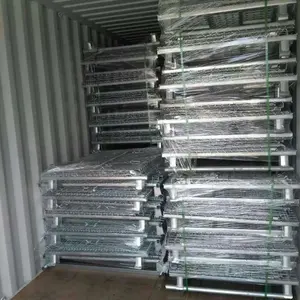 Mạ kẽm lồng tĩnh điện lưới xếp chồng Pallet kho gấp dây lưới hộp container