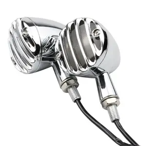 Bullet Grille Style moto Chrome LED Bullet ambre clignotant lampe pour Harley Davidson Softail café <span class=keywords><strong>Racer</strong></span> - Product Image 1