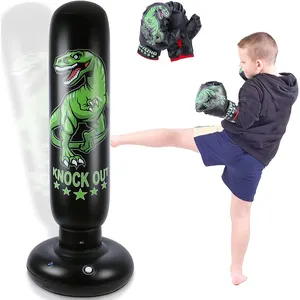 Factory Inflatable Dinosaur Punch Bag Children Standing with Boxing Sports Toy Tumbler Sandbag for Training MMA