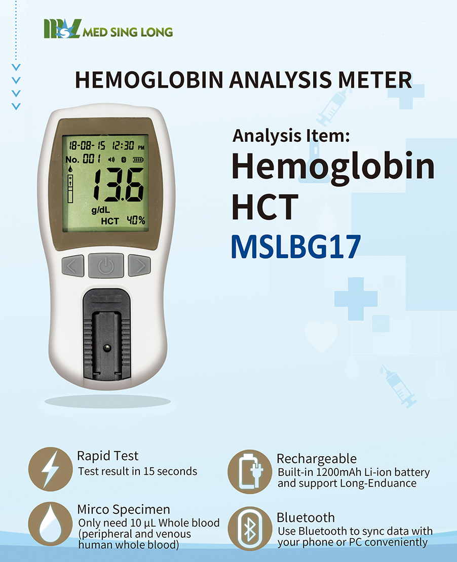 Medidor de análisis de hemoglobina económico portátil Hematocrito (HCT) para hospital y clínica