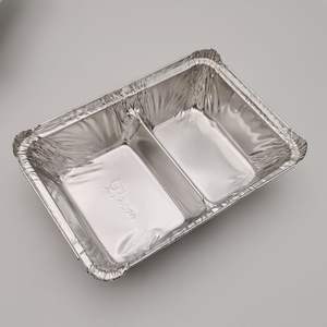 Usine Original 800ml feuille d'aluminium à emporter plateau de nourriture 2 compartiments avec couvercle <span class=keywords><strong>en</strong></span> <span class=keywords><strong>carton</strong></span> jetable pour les dîners de fête de voyage - Product Image 2