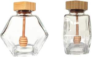 Bocaux hexagonaux vides pour miel avec bouchon en bois, emballage en verre de qualité alimentaire, pots scellés, pots hexagonaux pour miel - Product Image 4