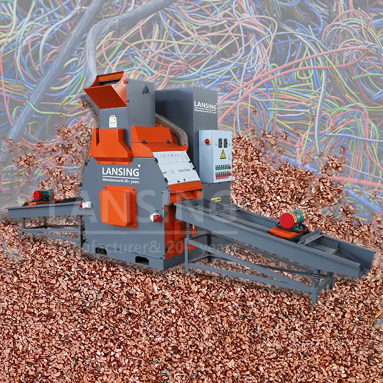 Máquina granuladora de cable de cobre de calidad fina Lansing 100-250 kg/h máquinas de reciclaje de alambre de cobre de chatarra trituradora de alambre de cobre