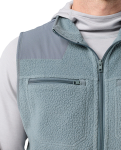 <strong>Men's</strong> <strong>Fleece</strong> Zip Up Vest, Hybrid Softshell Shoulder Panels Adjustable Hem Warm Outdoor Layering <strong>Gilet</strong> - Product Image 2