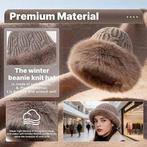 Bonnet tricoté chaud pour femme avec logo personnalisé, style slouchy, bord en peluche, idéal pour l'hiver et le ski – Fabrication usine avec 17 ans d'expérience - Product Image 6