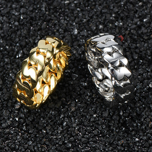 Anillo Cubano de Hip Hop para Hombre y Mujer, Joyería Chapada en Oro de 18K, Anillo de Dedo con Eslabones Cubanos - Product Image 4