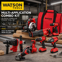 Kit combiné d'outils sans fil à batterie au lithium 10 pièces avec batteries, chargeur et sac à outils