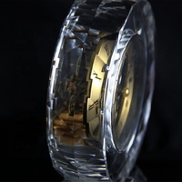 Horloge en cristal K9 de forme ronde, vente en gros d'usine, design personnalisé, horloge en verre à facettes pour cadeau de mariage