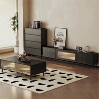 Ensemble de meuble TV et table basse en bois de style punk, design moderne et simple, meubles de salon