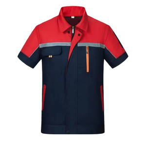 المصنع مباشرة تصميم مخصص عاكس السلامة مجموعة ملابس العمل دائم القطن موحدة قصيرة/طويلة الأكمام لغسيل السيارات حقل النفط - Product Image 2