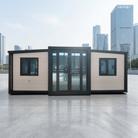 Maison conteneur extensible CNZL 2 chambres, préfabriquée en acier, modulaire, avec salle de bain, cuisine, panneaux solaires, toit plat, prix bas, en promotion, moderne