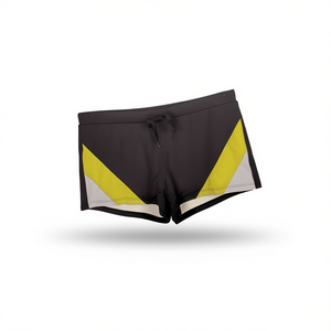 Short de bain décontracté pour femme HDJ, color block, séchage rapide, cordon de serrage, taille mi-haute, noir, jaune, gris, M/L/XL/XXL - Product Image 1