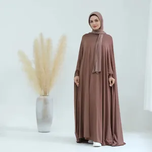 2024 Hot Selling 1 Piece Premium Jersey Khimar Jilbab Abaya Overhead Women Prayer Long Dress Abaya Muslim Hijab Abaya