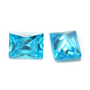Gemas sintéticas de 2x3mm, azul pálido, 6A, rectángulo, corte princesa, Aqua Blue, Circonia cúbica - Product Image 3