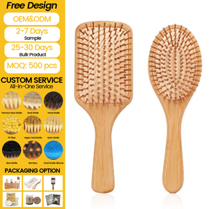 High Quality Wholesale Hair Comb Circle <strong>Bamboo</strong> <strong>Hairbrush</strong> for Massage Hair Extensions Brush - Product Image 1