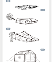 Tente de camping Oxford quatre saisons MF 7,5 m² entièrement automatique gonflable, une chambre, un salon, 6-8 personnes, imperméable