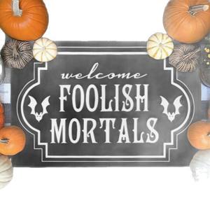 Paillasson d'Halloween en velours cristal rectangulaire pour intérieur, résistant aux taches, facile à nettoyer, motif chat noir et citrouille - Product Image 5