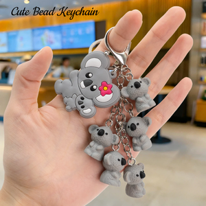 Koala Animal Theme New 3D Mini Koala Bear Bead Keychains Bulk Cute Animal Rubber Charms Bag Accessories Keychain Brand Bags