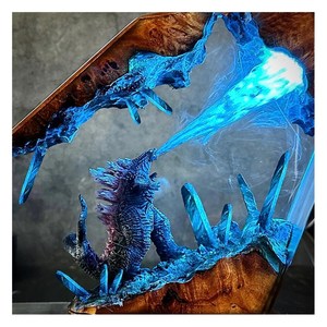 Godzillaes เครื่องประดับศิลปะเรืองแสงทำด้วยมือทำจากไม้เรซินของตกแต่งฉากมอนสเตอร์ Sci-Fi พร้อมเปลวไฟสีม่วงสำหรับเป็นของขวัญสำหรับสะสม - Product Image 3