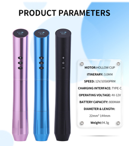 2 Batterie, 1 Connettore RCA, Macchina per <span class=keywords><strong>Tatuaggi</strong></span> Sopracciglia Wireless a Basso Rumore in Lega, Ricaricabile per Penna Tattoo - Product Image 2