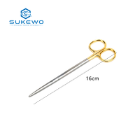 Ciseaux à rhinoplastie à bout arrondi KEWO, ciseaux à rhinoplastie à bout arrondi à manche doré, 12,5/14/16/18 cm, ciseaux de dissection nasale