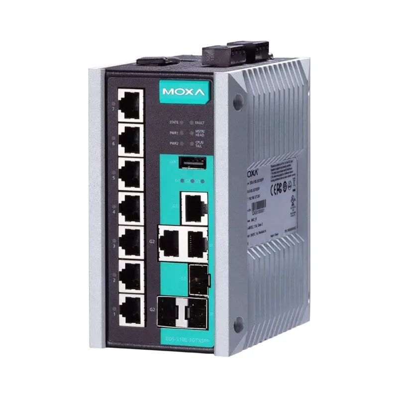 Switch Gigabit Ethernet gerido MOXA EDS-510E-3GTXSFP-T com 7 portas 10/100BaseT(X)