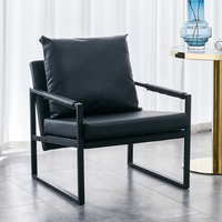 Chaise de canapé en cuir PU du milieu du siècle avec cadre en métal dossier rembourré extra-épais et coussin de siège fauteuils de canapé pour le salon