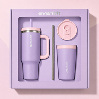 Gobelet isotherme personnalisé de 40 oz avec poignée, grande capacité, en acier inoxydable à double paroi, isolé sous vide, pour voiture