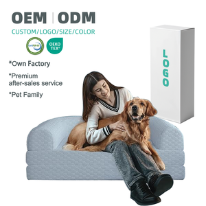 เตียงสัตว์เลี้ยงพับได้แบบกำหนดเอง เตียงสุนัขและแมวแบบพับได้ พร้อมเมมโมรี่โฟมเพื่อสุขภาพ ปลอกหุ้มถอดซักได้ รับผลิตแบบ OEM ODM - Product Image 1