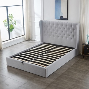 Meubles de chambre à coucher de style moderne, cadre en bois ailé ivoire avec <span class=keywords><strong>lit</strong></span> rembourré au design contemporain - Product Image 6