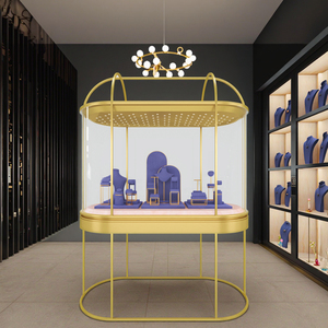 Lusso Custom bronzo acciaio inox vetro temperato LED verticale Display di gioielli vetrina della fabbrica all'ingrosso per l'interior Design - Product Image 3