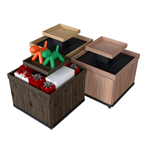 Contenedor de Exhibición de Doble Cara con Aspecto de Madera para Supermercados, Estante de Exhibición Resistente para Comercios Minoristas con Ruedas - Product Image 4