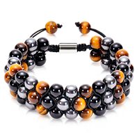 Bracelet à Triple Protection réglable, Bracelet de perles de pierre 10MM hématite œil de tigre, Bracelets de Yoga pour hommes