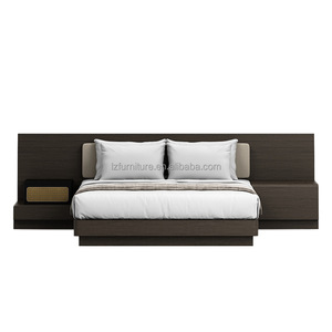Cheap Hotel <b>Bed</b> for 3 Star Hotels Wood Grain Melamine King <b>Queen</b> <b>Size</b> <b>Bed</b> <b>Frame</b> with Bedside Table - Product Image 3