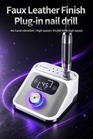 Machine à ongles électrique 45 000 tr/min avec finition simili cuir, écran LCD HD et bouton en cristal, vente en gros sous marque privée