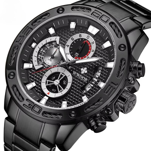 Reloj cronógrafo de cuarzo para hombre, de acero inoxidable, para negocios, con ventana de calendario, resistente al agua y luminoso. - Product Image 3