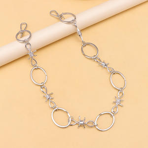 Cadena de cintura circular de una sola capa con púas de aleación de zinc, estilo hip hop, accesorio casual para mezclilla, color blanco K - Product Image 4