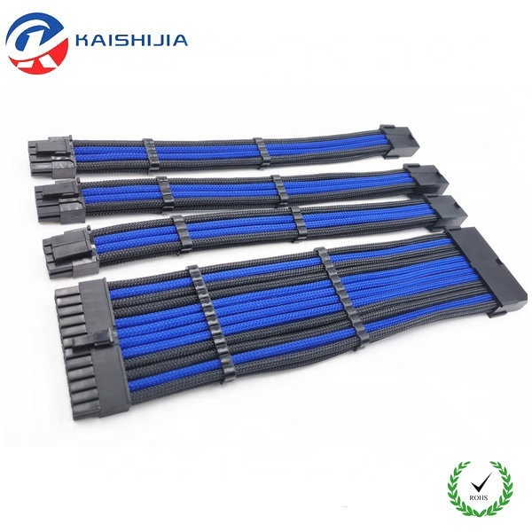High Quality 4mm Single Sleeved Extension Cable Kit 1X 24 Pin ATX  1X  8Pin CPU ATX to 4+4-Pin Cable Dual 8 Pin to 6+2-Pin Cable
