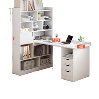 Bureau en bois avec étagère intégrée, bureau d'ordinateur portable tout-en-un, table d'étude pour étudiant avec tiroirs d'angle pour la maison et la chambre