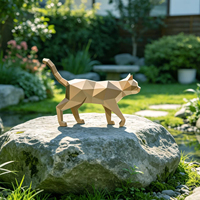 Moderne Modische Outdoor-Gartendekoration: Wasserdichte Geometrische Katzen-Skulptur aus Edelstahl