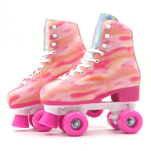 <span class=keywords><strong>Pattini</strong></span> a rotelle tie-dye rosa e blu, telaio in alluminio, ruote solide in PU, <span class=keywords><strong>pattini</strong></span> retrò a doppia fila per feste e servizi fotografici - Product Image 4