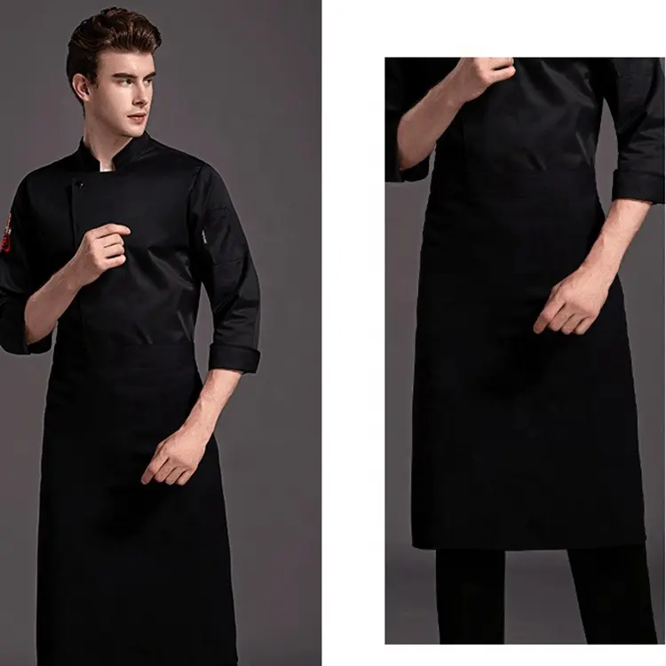 New Style Chinese Western Restaurant Chefs Custom Logo Chef Work Uniform Top Shirt Long Sleeve