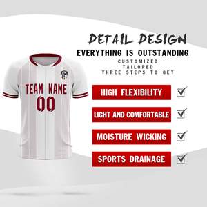 Maillots/ensembles de football personnalisés à rayures classiques blanches sur mesure - Product Image 3