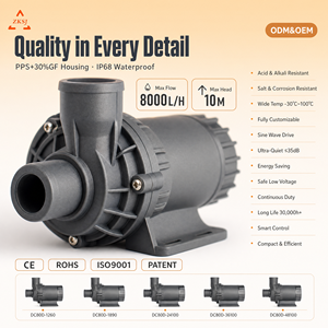 Pompe de circulation d'eau OEM ZKSJ en promotion, 48V, 8000L/H, hauteur de refoulement 10M, entraînement magnétique, étanche, pour refroidissement de moteur marin - Product Image 1
