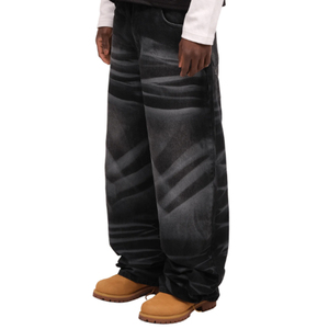 Xjyd Jeans Nhà Cung Cấp Đường Phố Cao <span class=keywords><strong>Bungee</strong></span> Phong Cách Tương Phản Cong Đường May Tấm Grunge Khỉ Rửa Quần Denim Râu Baggy Jeans Người Đàn Ông - Product Image 3