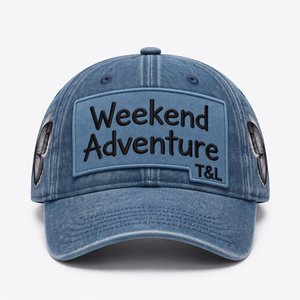 Custom Logo 6 Panel Cap Washed Denim Cotton Front Patch Applique Side <b>Flat</b> Embroidery Gorras Vintage Baseball <b>Hat</b> Supplier - Product Image 2