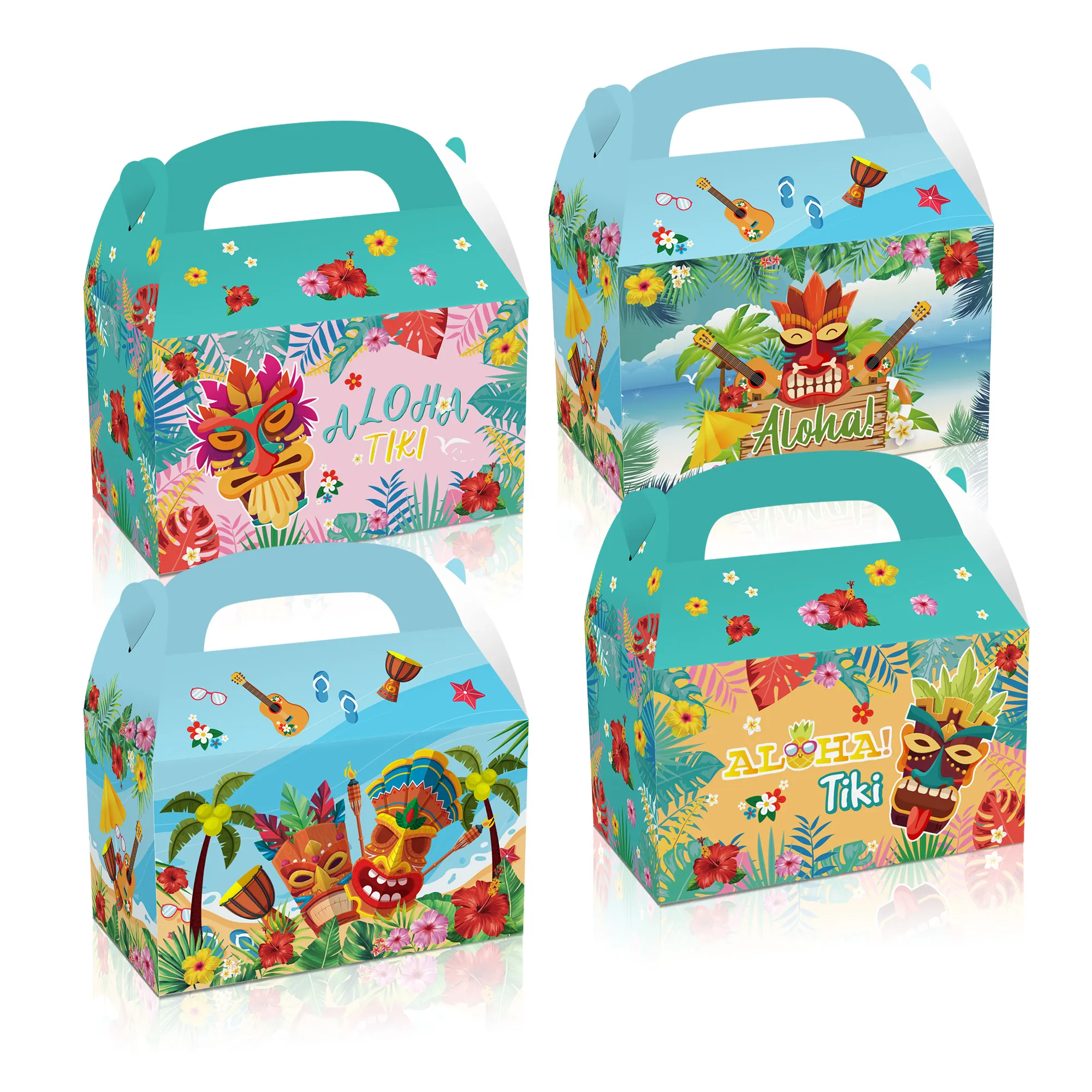 Huancai Aloha Tiki Ananas Candy Treat Boxen Doppelseitiges Design papier Geschenk kuchen Goodie Box für hawaiian ische Luau Party zubehör
